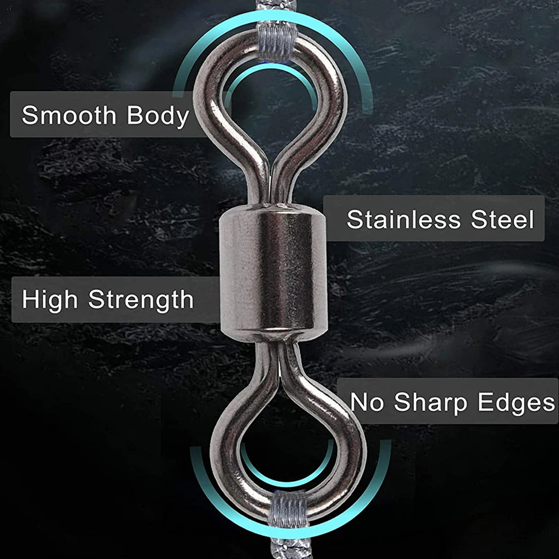 FishTrip 100-Pack Rolling Barrel Swivels – Stainless Steel Saltwater Fishing Tackles