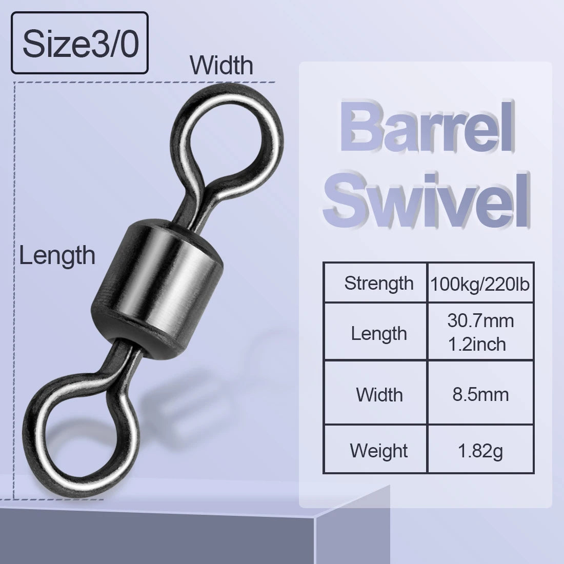 FishTrip 100-Pack Rolling Barrel Swivels – Stainless Steel Saltwater Fishing Tackles