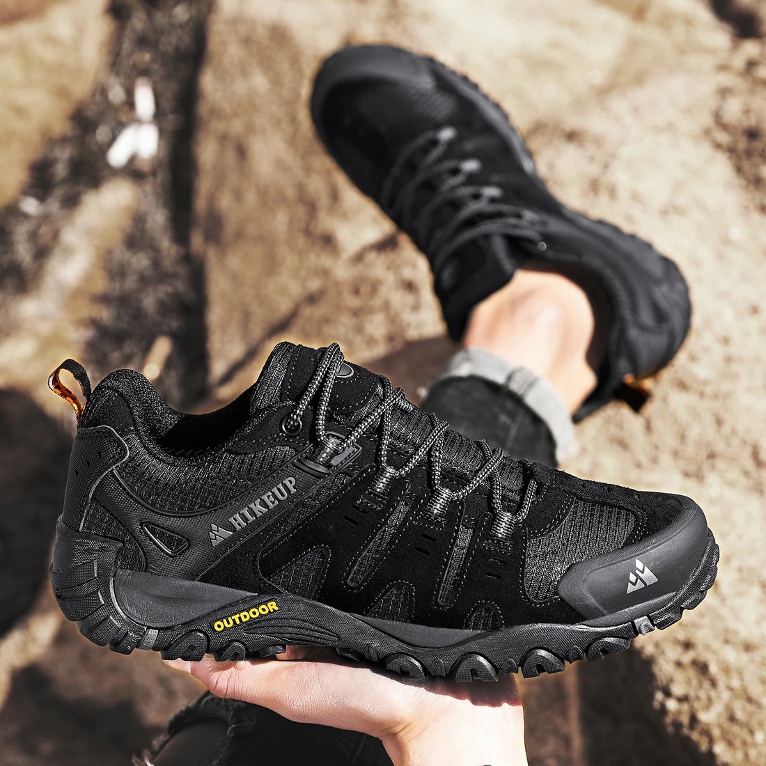 HIKEUP Men’s Hiking Shoes – Suede Leather Outdoor Trekking Sneakers