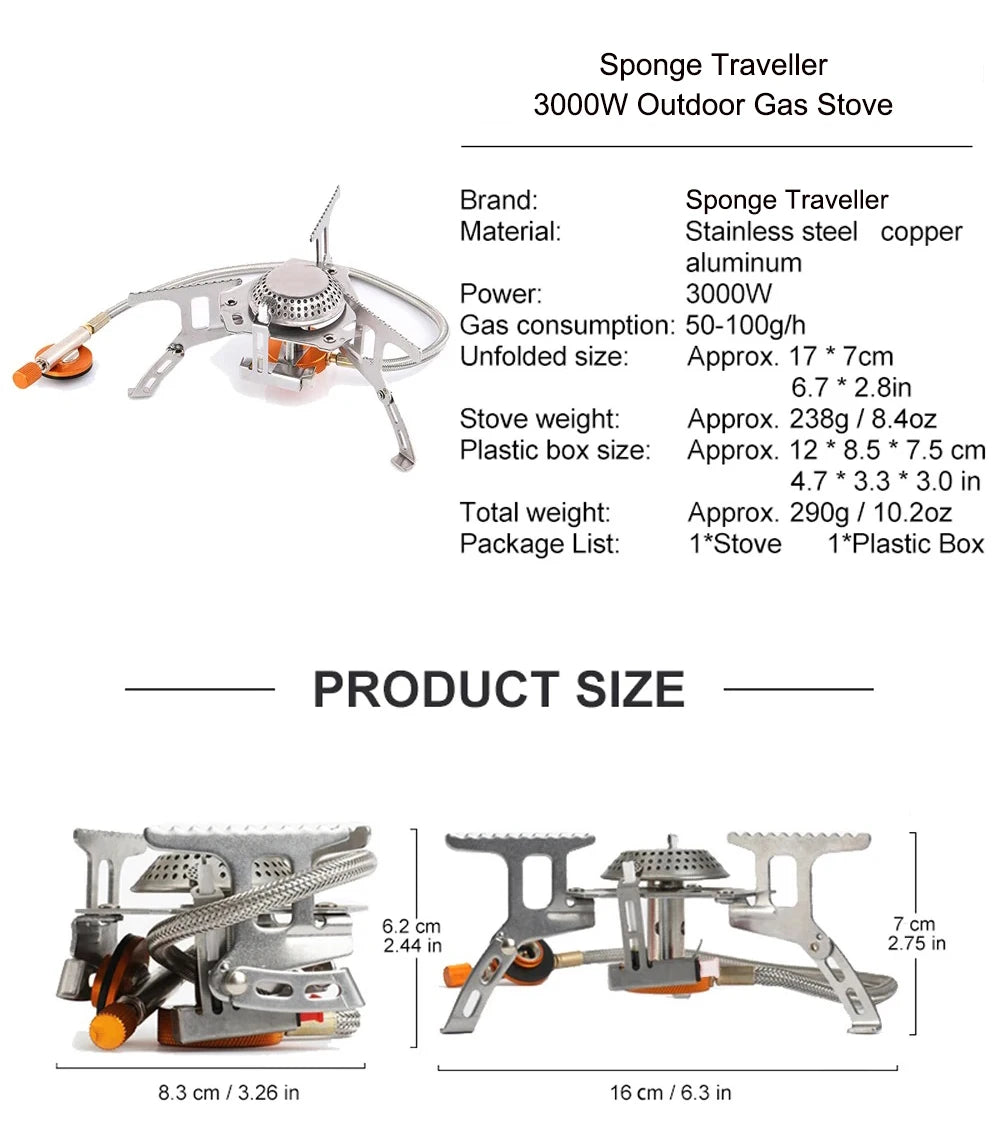 Camping Gas Stove – Portable Folding Backpacking Stove 3500W for Cooking, Hiking & Picnic