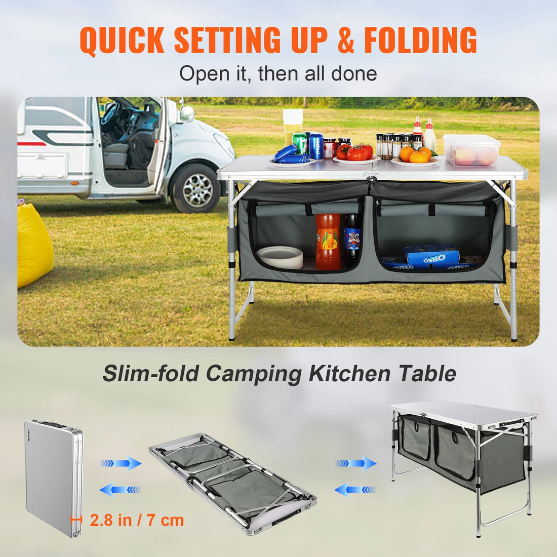 SucceBuy Folding Camping Table – Quick-Setup MDF Outdoor Picnic & BBQ Table
