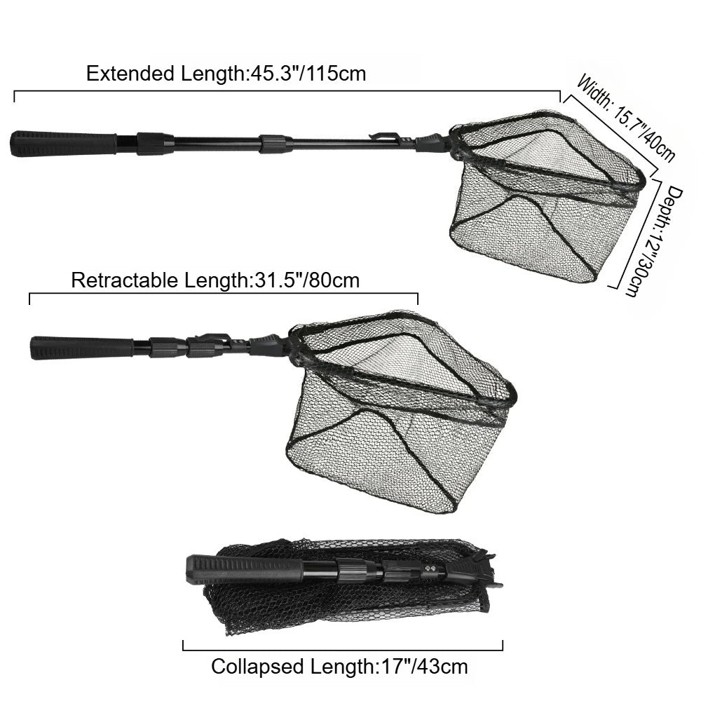Telescopic Folding Landing Net – Extendable Fly & Carp Fishing Net