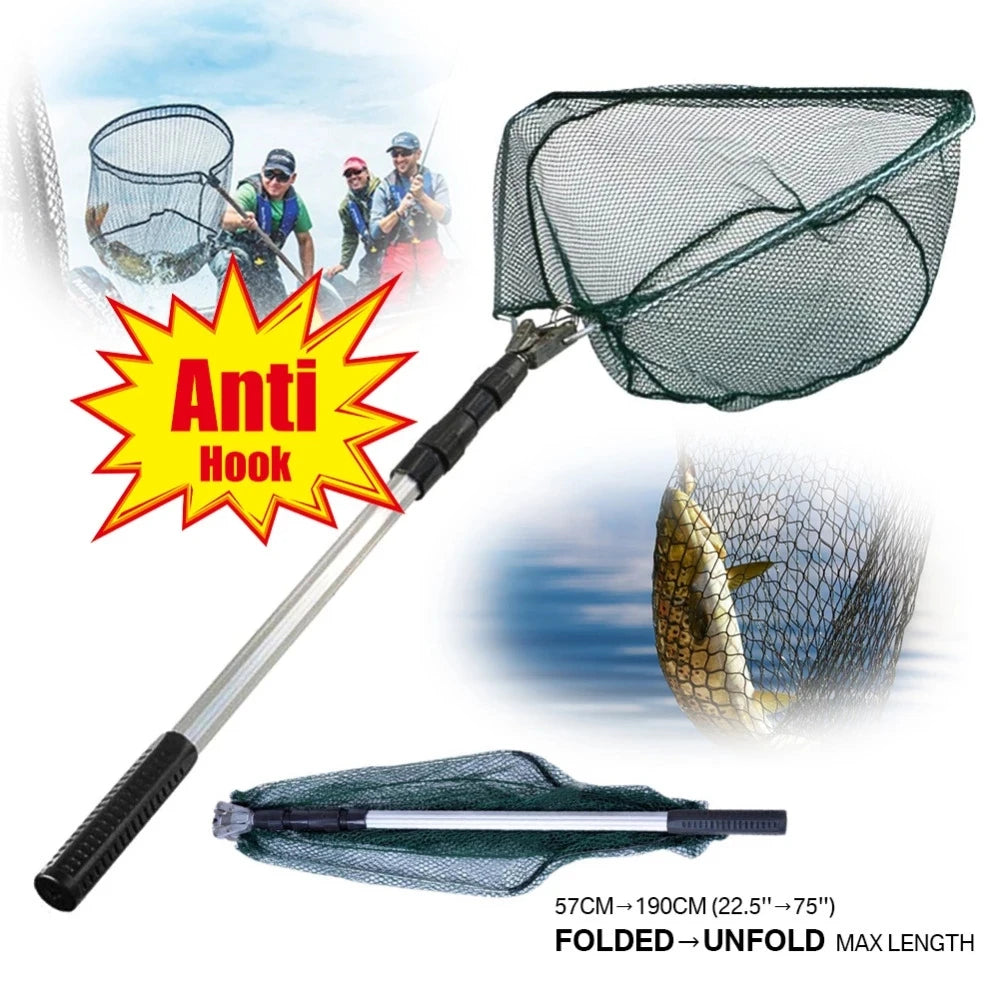 Telescopic Folding Landing Net – Extendable Fly & Carp Fishing Net