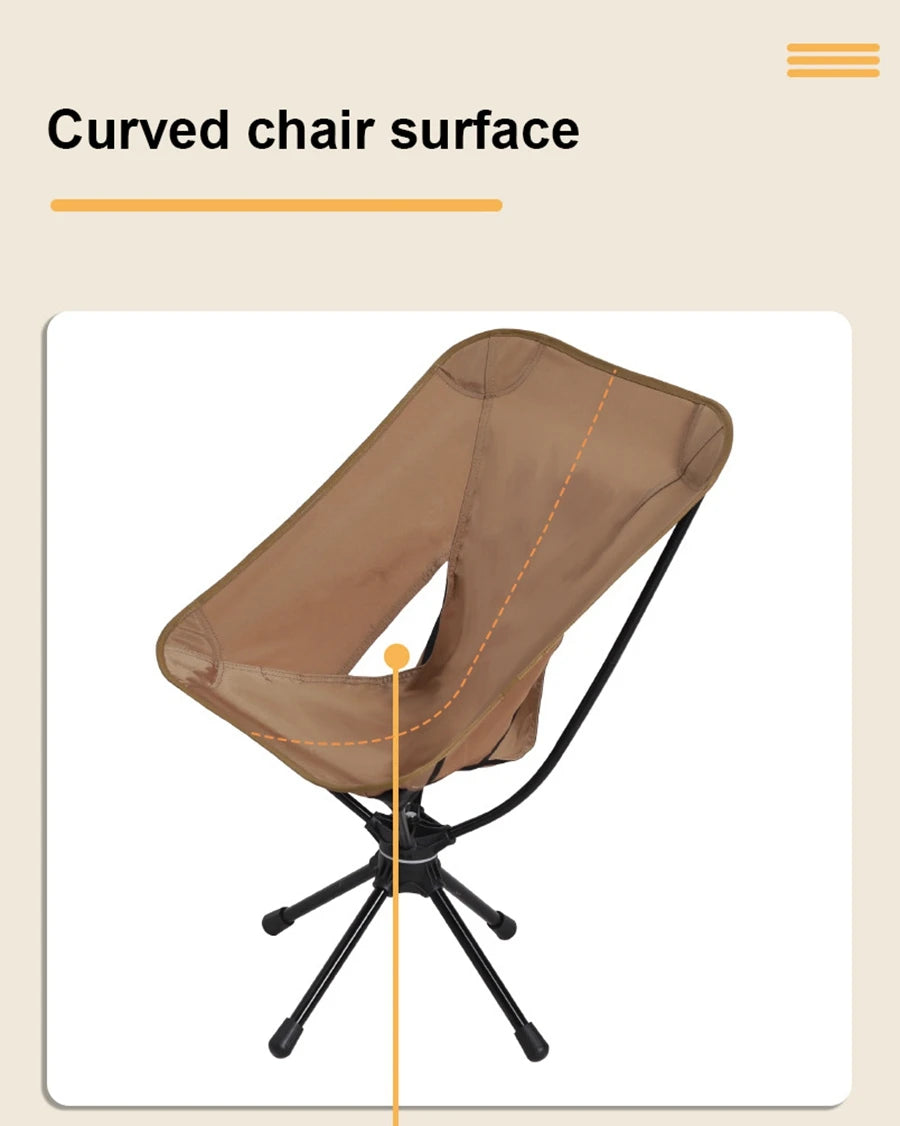 Rotatable Outdoor Folding Chair – Lightweight Camping, Beach & Fishing Chair with Carry Bag