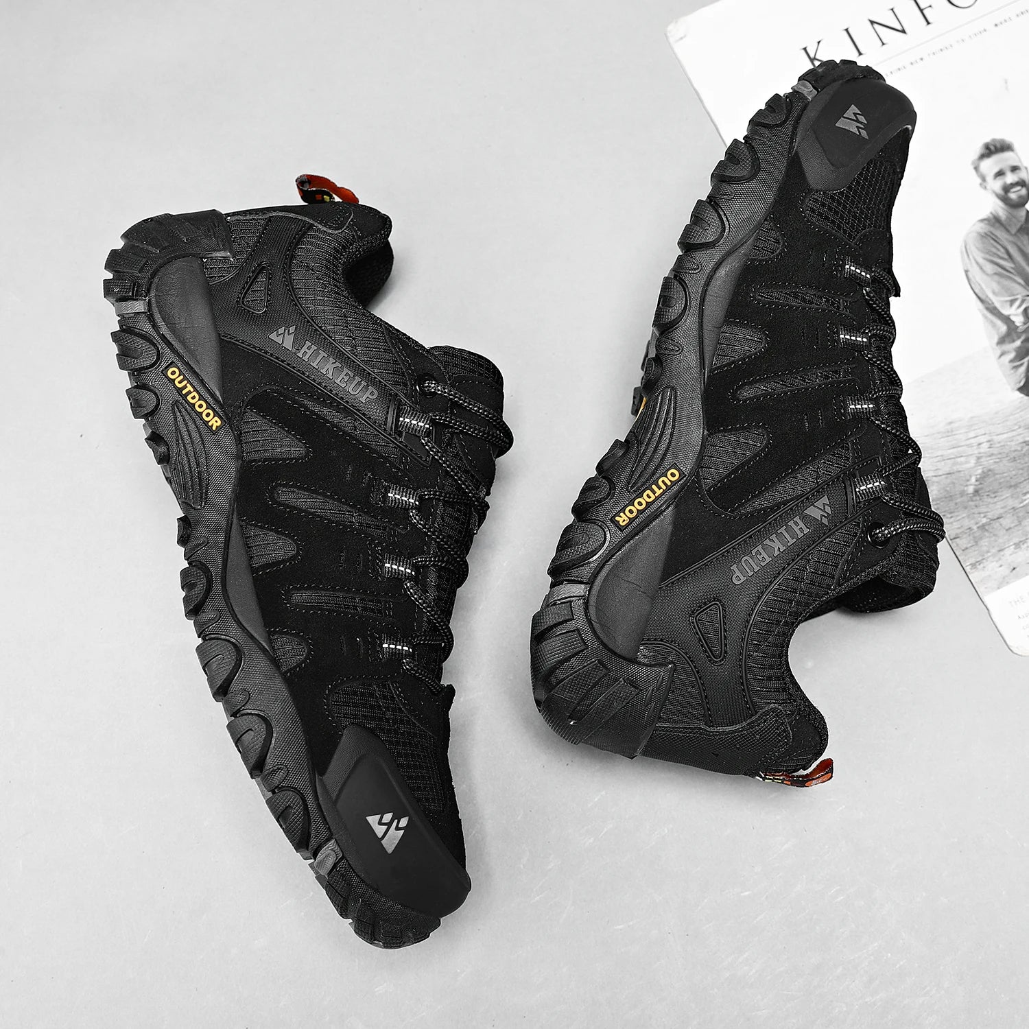 HIKEUP Men’s Hiking Shoes – Suede Leather Outdoor Trekking Sneakers