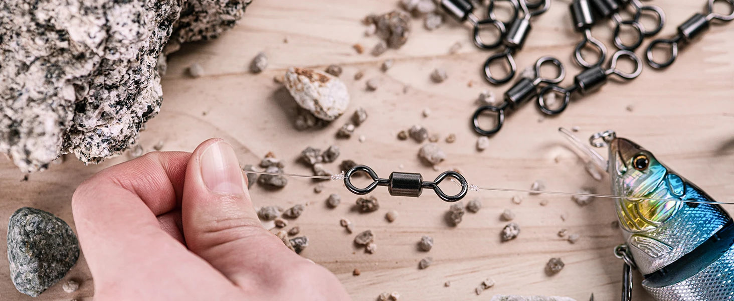 FishTrip 100-Pack Rolling Barrel Swivels – Stainless Steel Saltwater Fishing Tackles