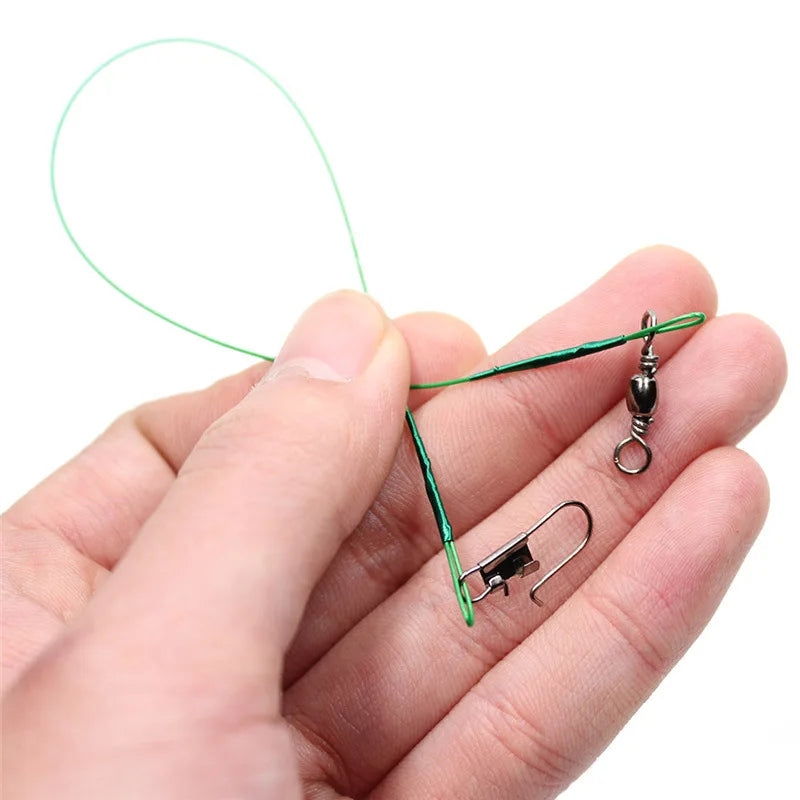 20-Piece Steel Fishing Line Leaders – Anti-Bite Wire with Swivel, 15–30cm