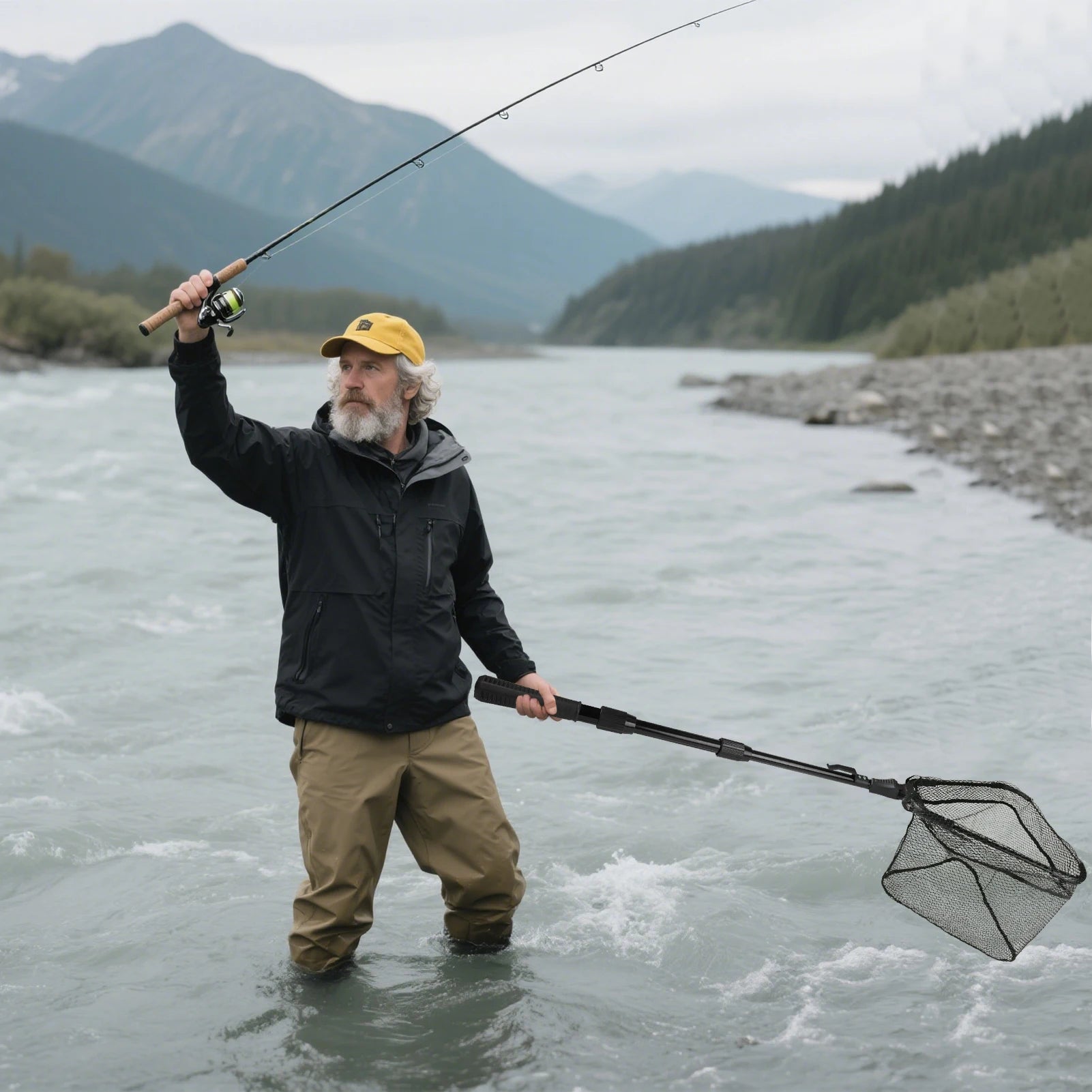 Telescopic Folding Landing Net – Extendable Fly & Carp Fishing Net