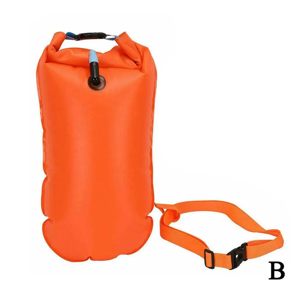 Inflatable Swimming Buoy & Tow Float – Dry Bag with Double Air Chambers and Waist Belt