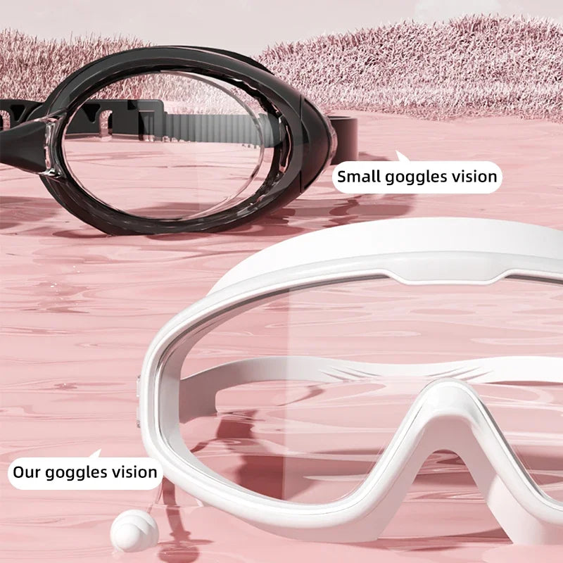 Wide-View Swimming & Diving Goggles – Anti-Fog with Earplugs for Adults & Youth