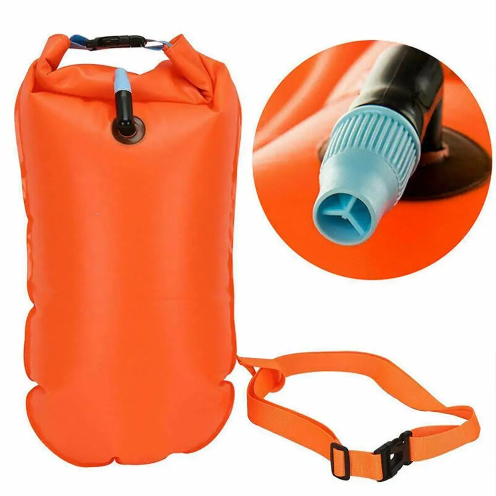 Inflatable Swimming Buoy & Tow Float – Dry Bag with Double Air Chambers and Waist Belt