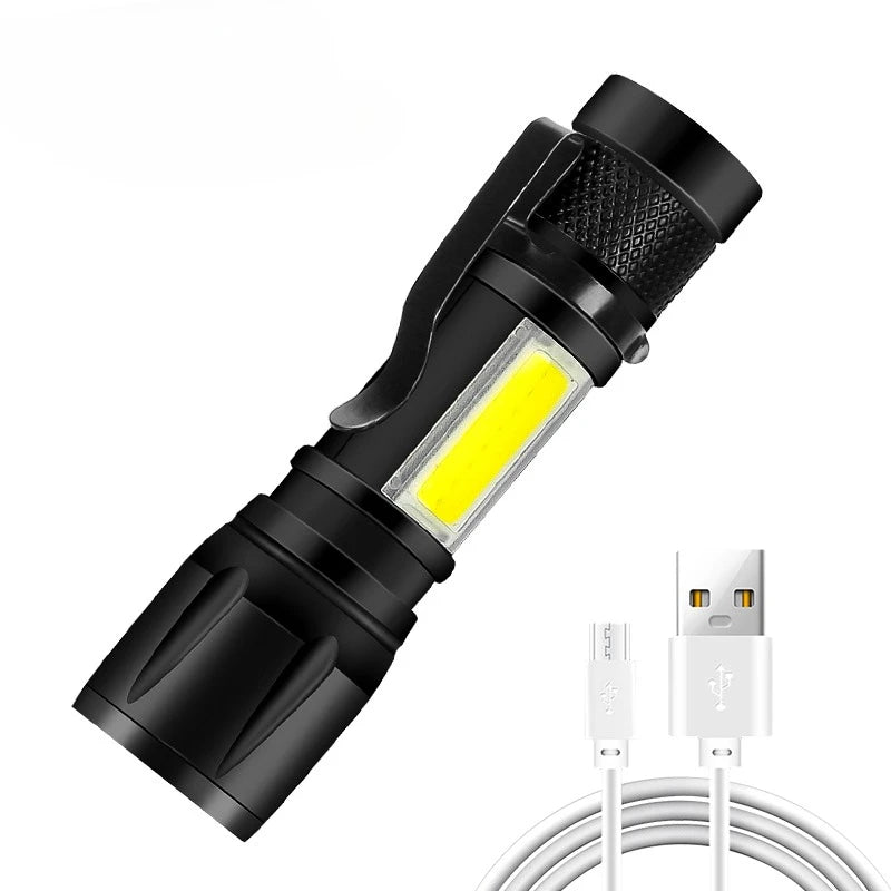 Rechargeable LED Flashlight – High-Power Zoomable Torch with LCD Display
