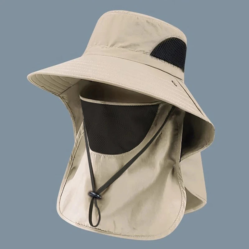 Summer Sun Hat with Neck Flap – UV Protection Fisherman Cap for Outdoor Activities
