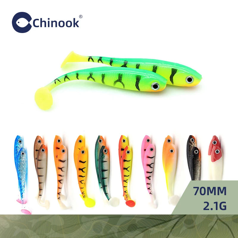 Chinook 3D T-Tail Soft Bait Lure – 65mm, 5pcs
