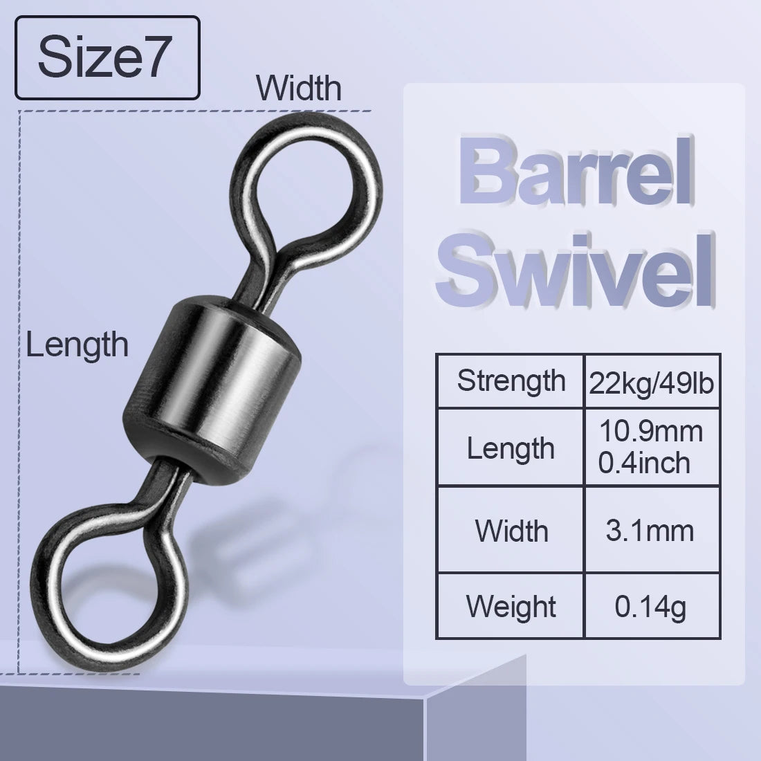 FishTrip 100-Pack Rolling Barrel Swivels – Stainless Steel Saltwater Fishing Tackles