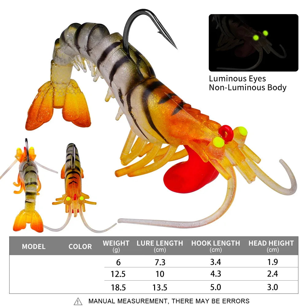 Luminous Silicone Shrimp Jig Head Swimbait
