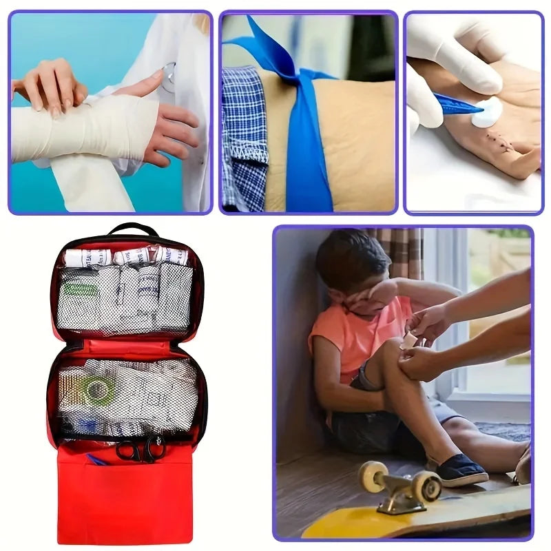 Portable Emergency First Aid Kit – Travel, Camping & Household Survival Bag