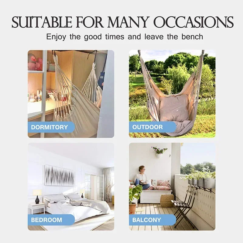 Durable Hanging Hammock Chair – Cotton Rope Indoor & Outdoor Swing