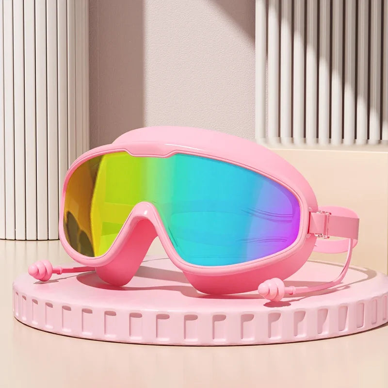 Wide-View Swimming & Diving Goggles – Anti-Fog with Earplugs for Adults & Youth