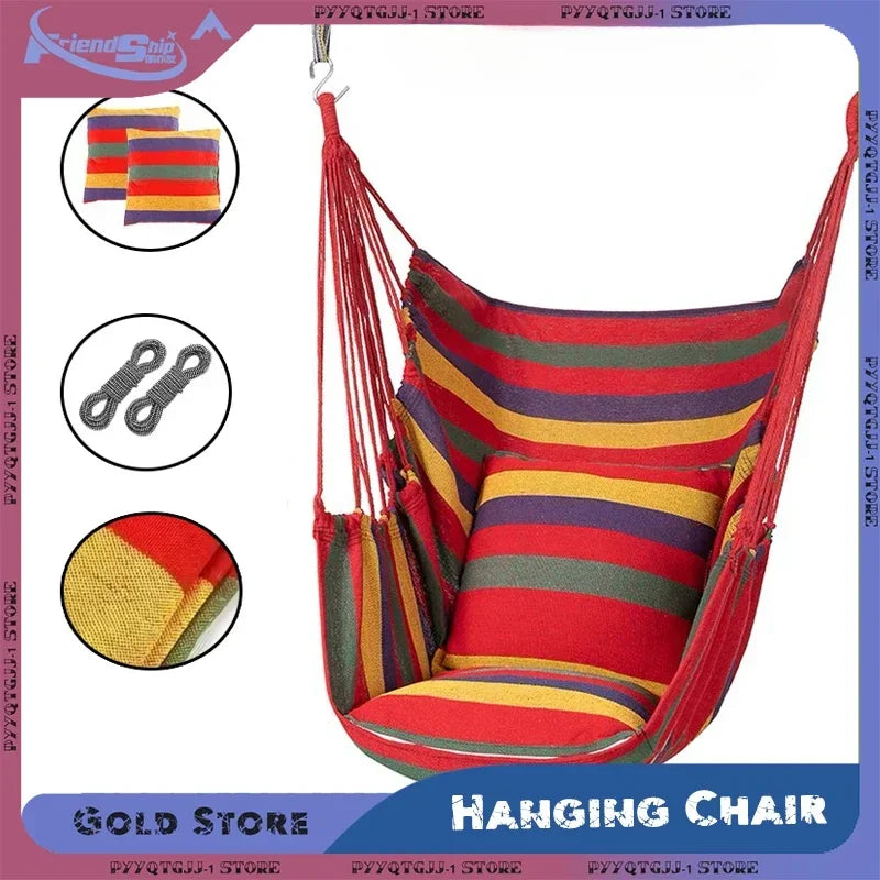 200KG Canvas Hammock Chair – Thick Swing Seat with Storage Bag
