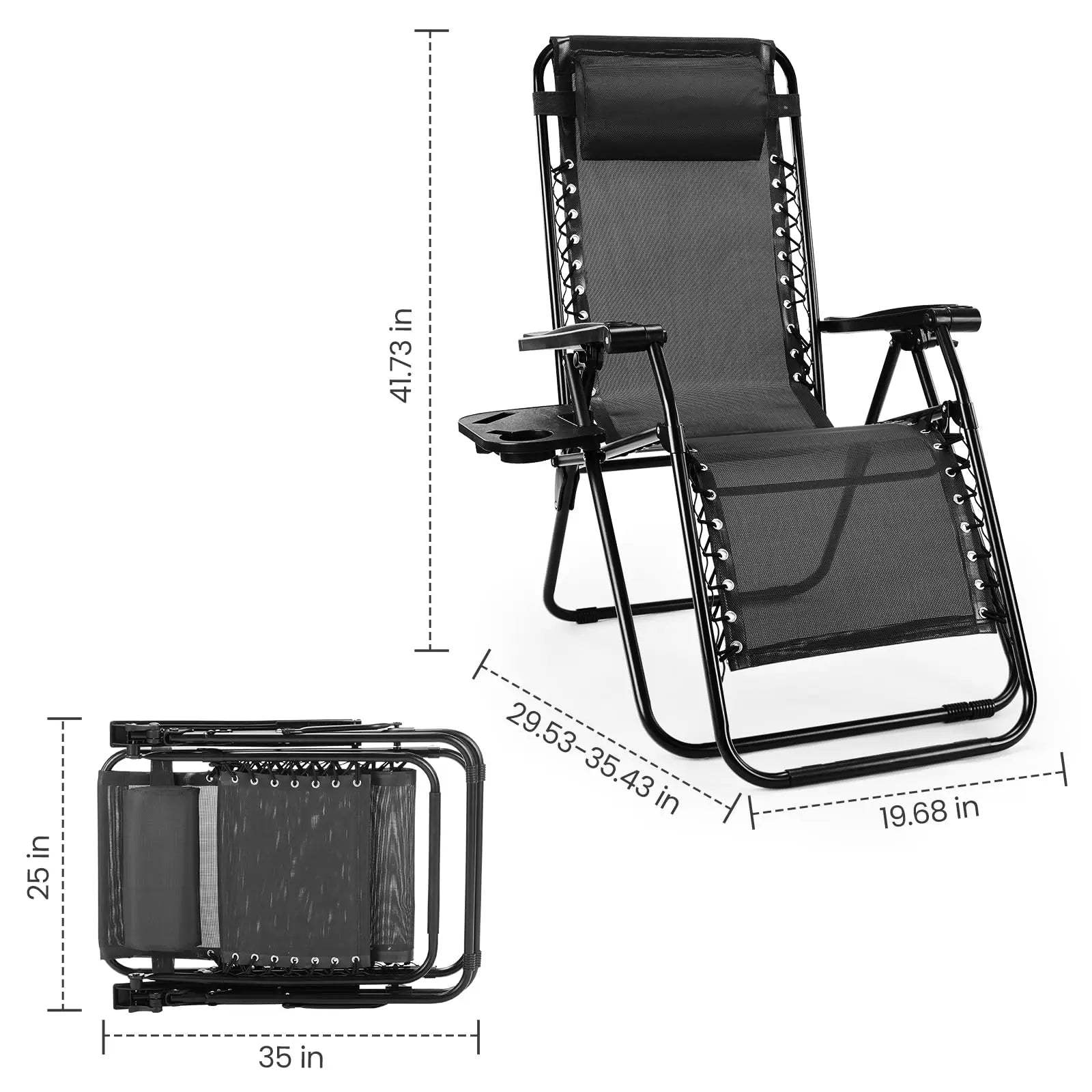 JHK Zero Gravity Recliner Set – 2 Portable Camping & Outdoor Lounge Chairs
