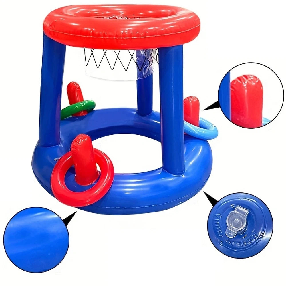 Inflatable Blue Basketball Rack – Pool Toss Game for Water Parties
