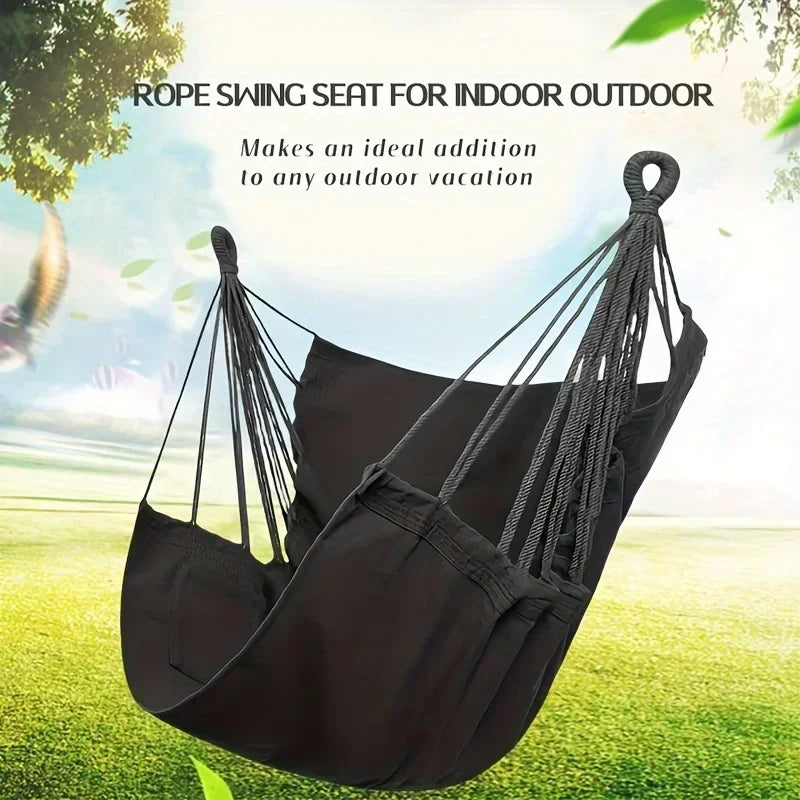 Durable Hanging Hammock Chair – Cotton Rope Indoor & Outdoor Swing