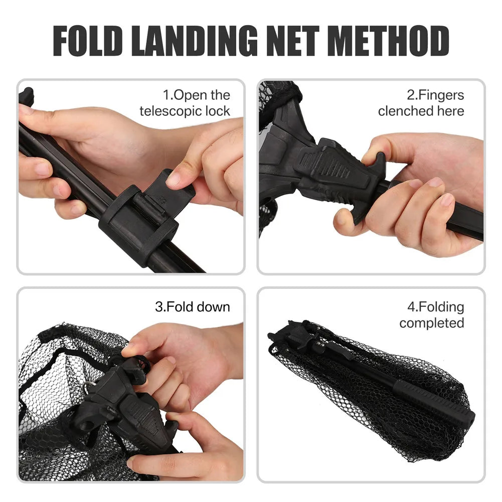 Telescopic Folding Landing Net – Extendable Fly & Carp Fishing Net