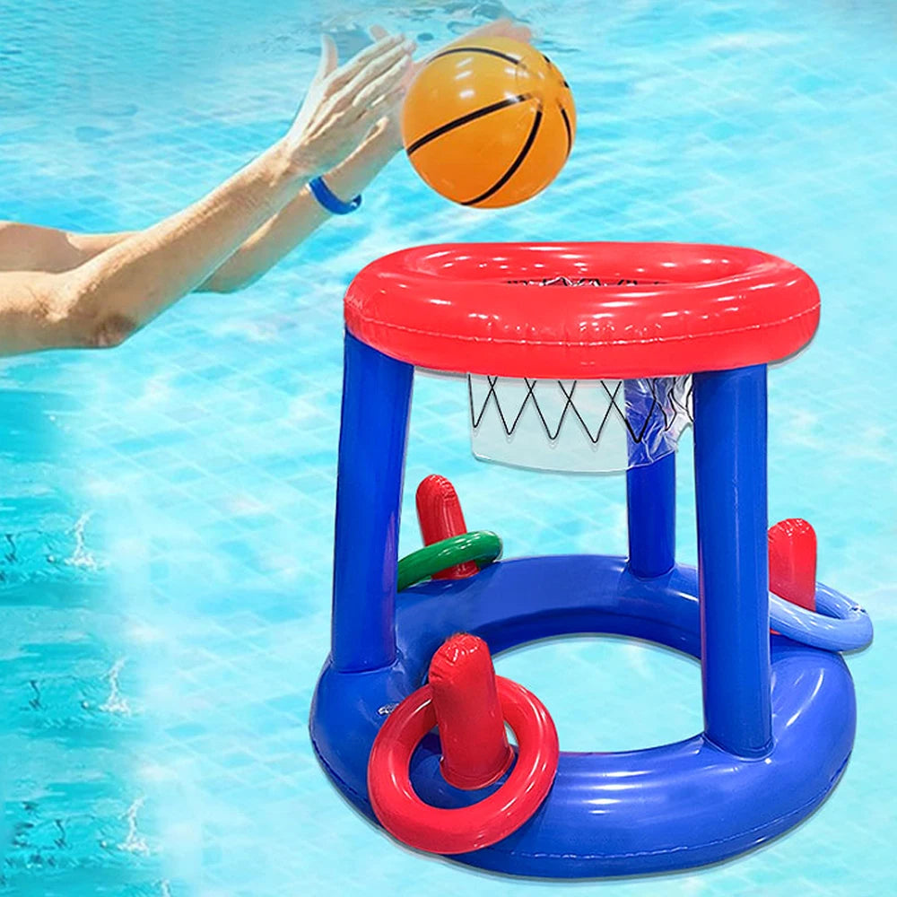 Inflatable Blue Basketball Rack – Pool Toss Game for Water Parties