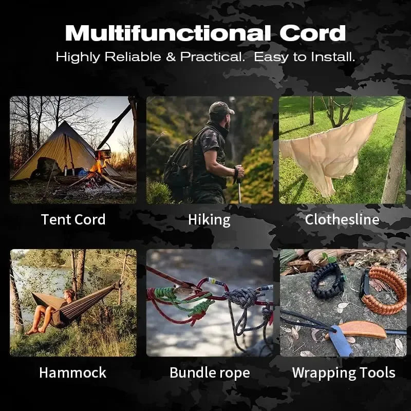 Military 550 Paracord Rope – 7 Strand, 4mm Outdoor Survival Cord (100M/50M/31M)