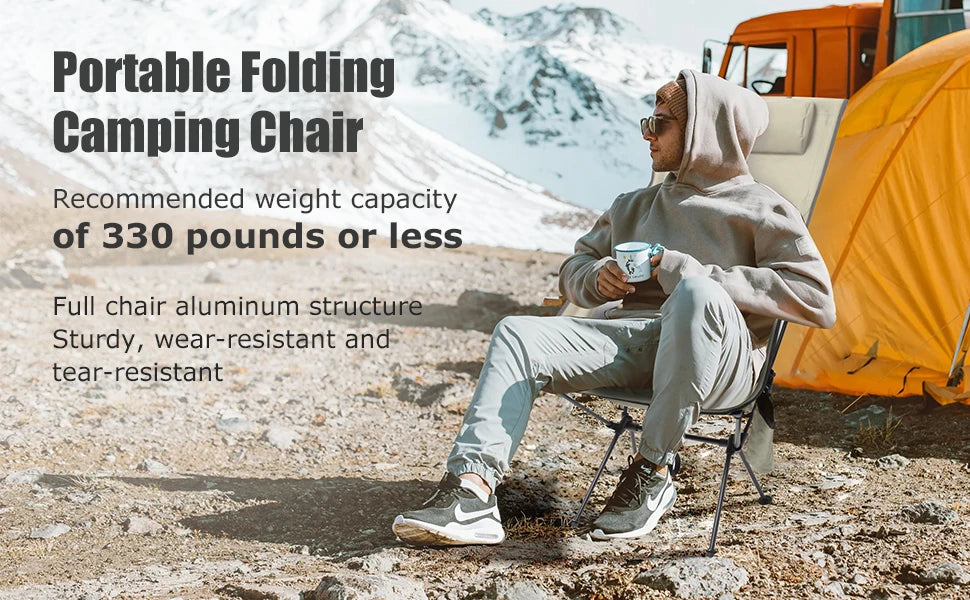 Westtune Portable Folding Camping Chair – Lightweight Aluminum Alloy Chair with Headrest