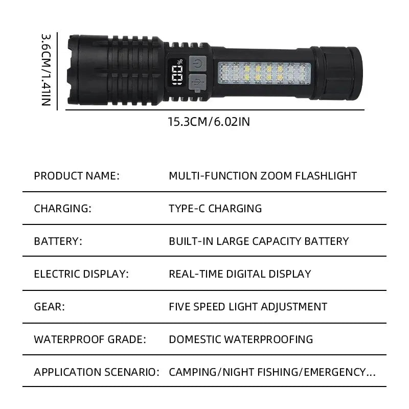 Super Bright LED Flashlight – Rechargeable Portable Torch for Outdoor & Emergency Use