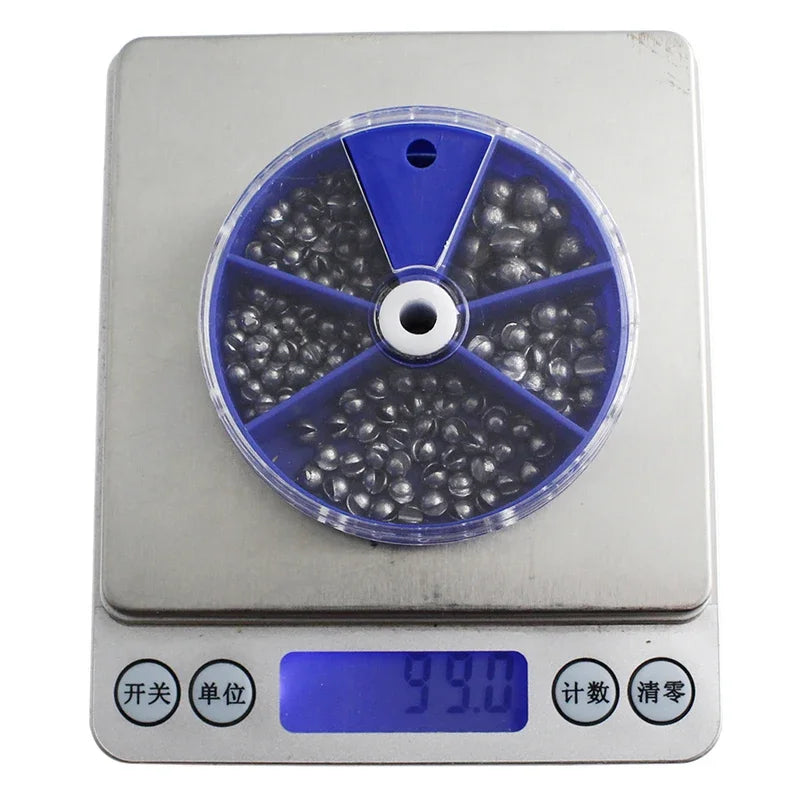 205-Piece Lead Fishing Sinkers Set – Open Pendant Weights with Storage Box