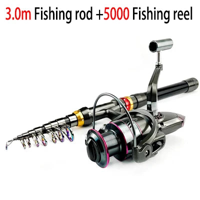 Carbon Fiber Telescopic Fishing Rod & Reel Combo – 1.8–3.6m Spinning Kit