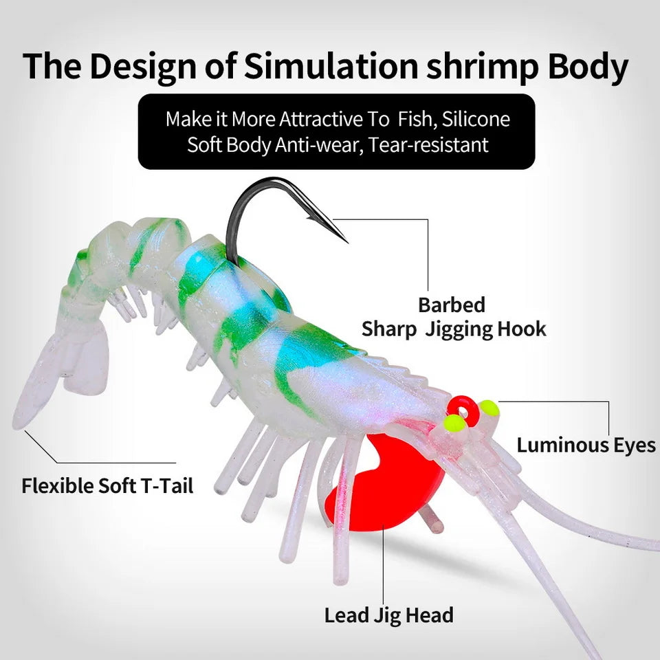Luminous Silicone Shrimp Jig Head Swimbait