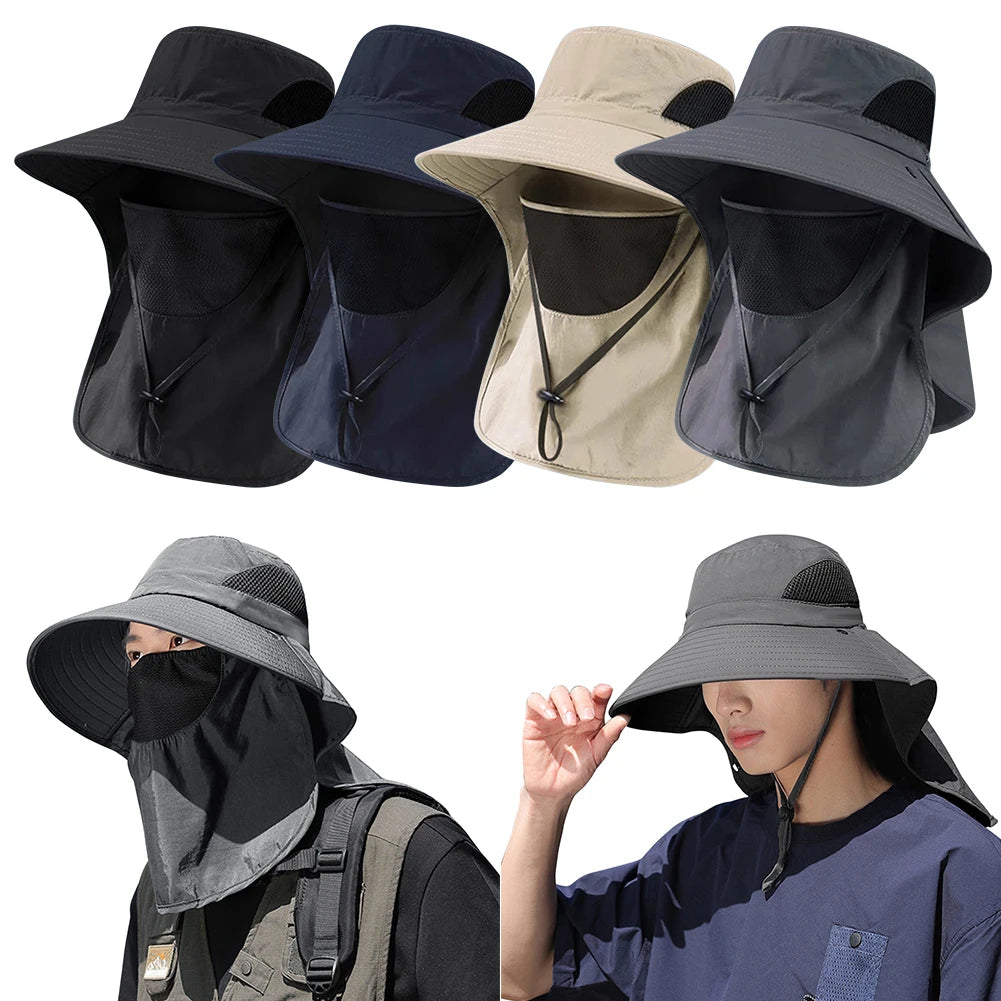 Summer Sun Hat with Neck Flap – UV Protection Fisherman Cap for Outdoor Activities