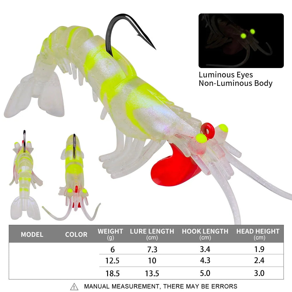 Luminous Silicone Shrimp Jig Head Swimbait