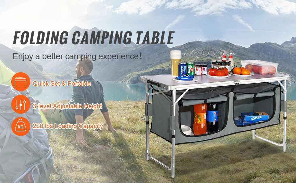 SucceBuy Folding Camping Table – Quick-Setup MDF Outdoor Picnic & BBQ Table