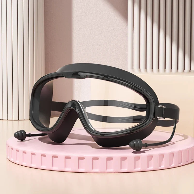Wide-View Swimming & Diving Goggles – Anti-Fog with Earplugs for Adults & Youth