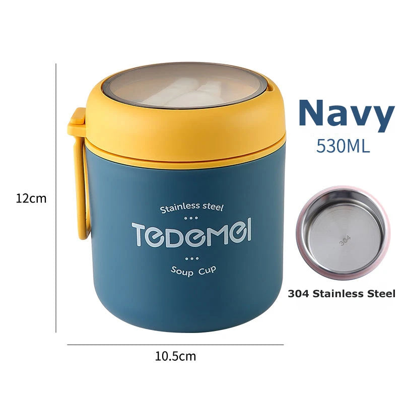 Stainless Steel Vacuum Soup & Lunch Box – Insulated Thermal Food Jar with Spoon