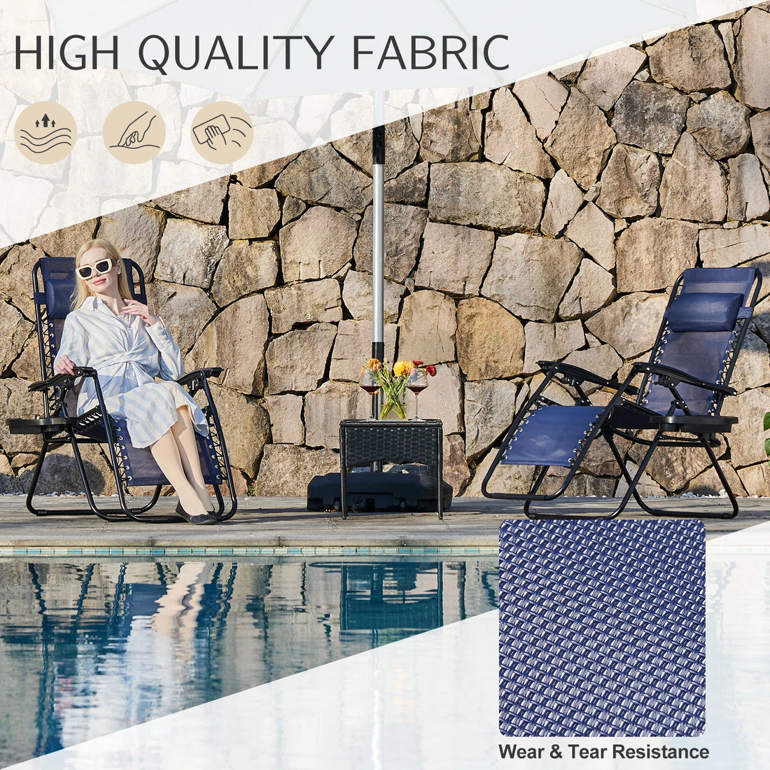 JHK Zero Gravity Recliner Set – 2 Portable Camping & Outdoor Lounge Chairs