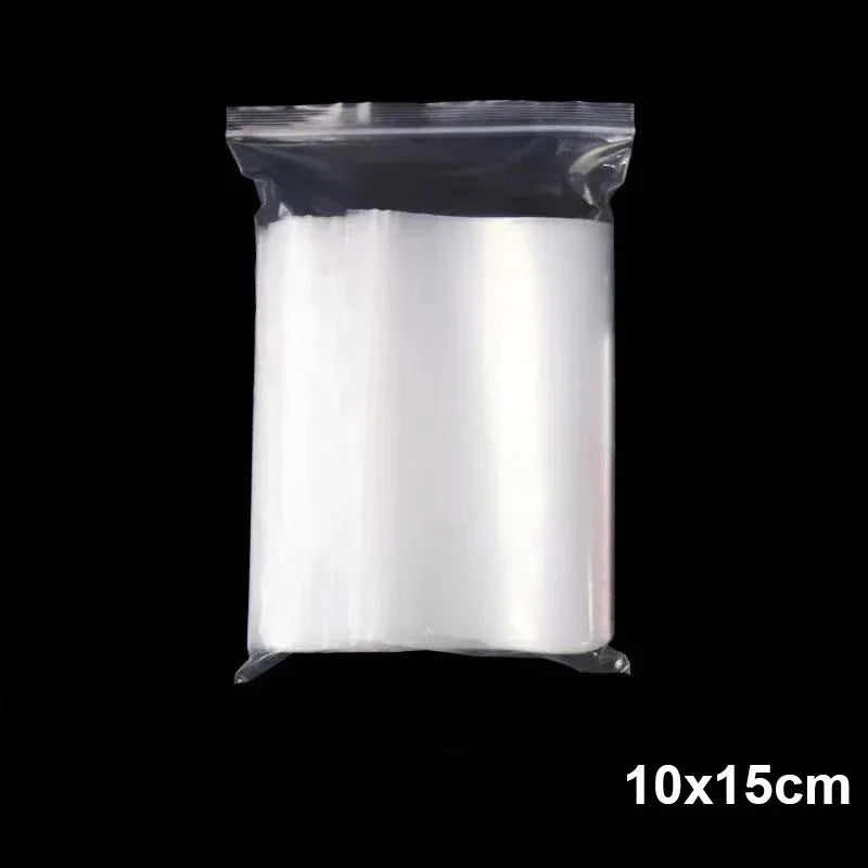 Transparent Zip Bags – 100/300PCS Reclosable Vacuum Storage Bags for Food & Jewelry