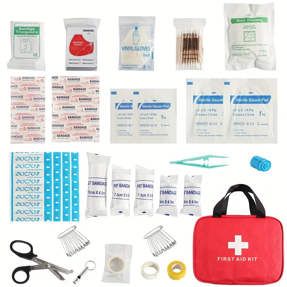 Portable Emergency First Aid Kit – Travel, Camping & Household Survival Bag