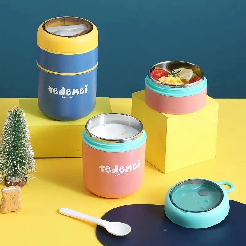 Stainless Steel Vacuum Soup & Lunch Box – Insulated Thermal Food Jar with Spoon