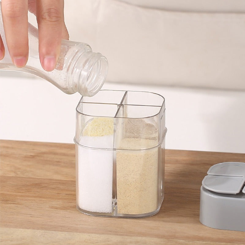 4-in-1 Camping Spice Jar – Portable Seasoning Dispenser with Lid, 4 Compartments
