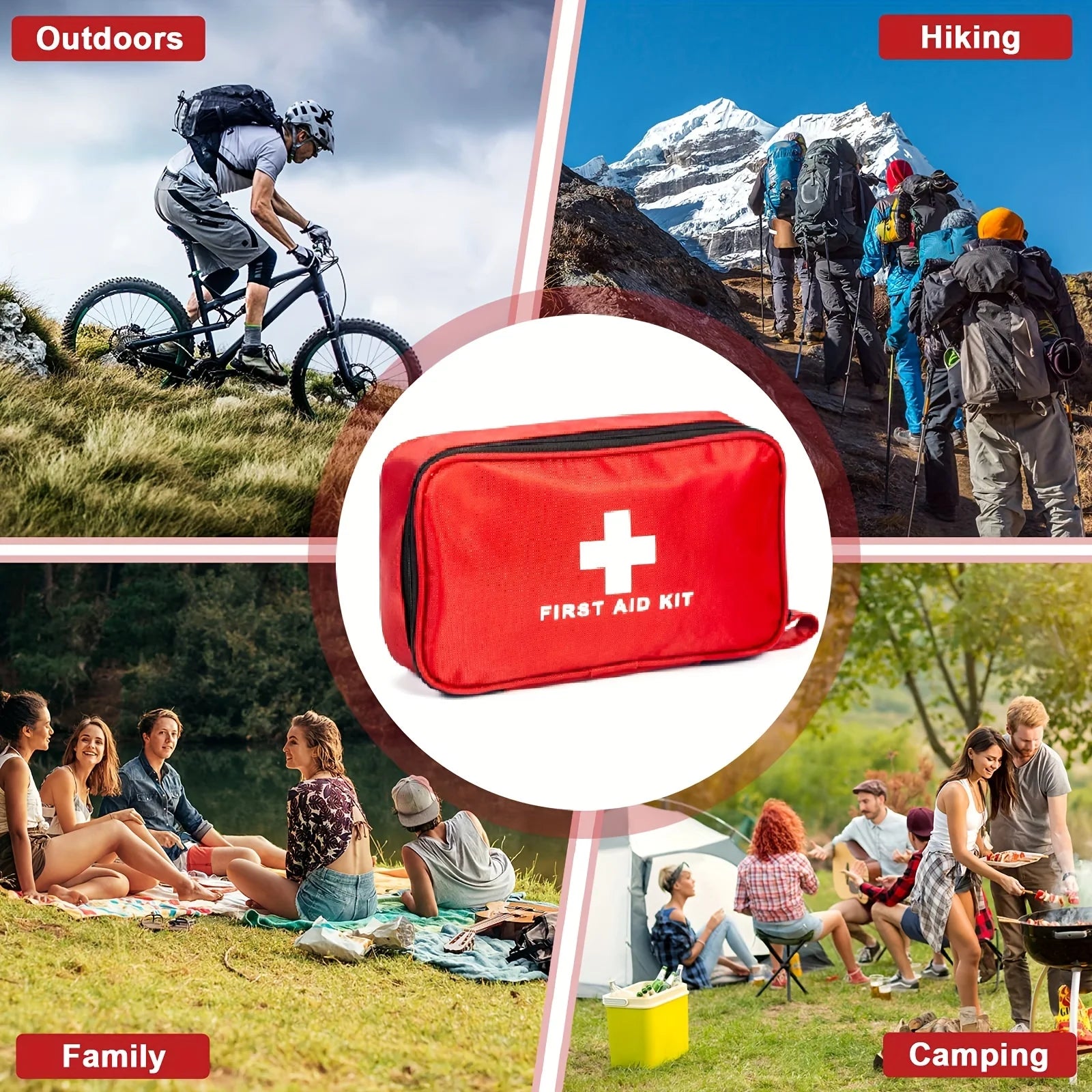 Portable Emergency First Aid Kit – Travel, Camping & Household Survival Bag