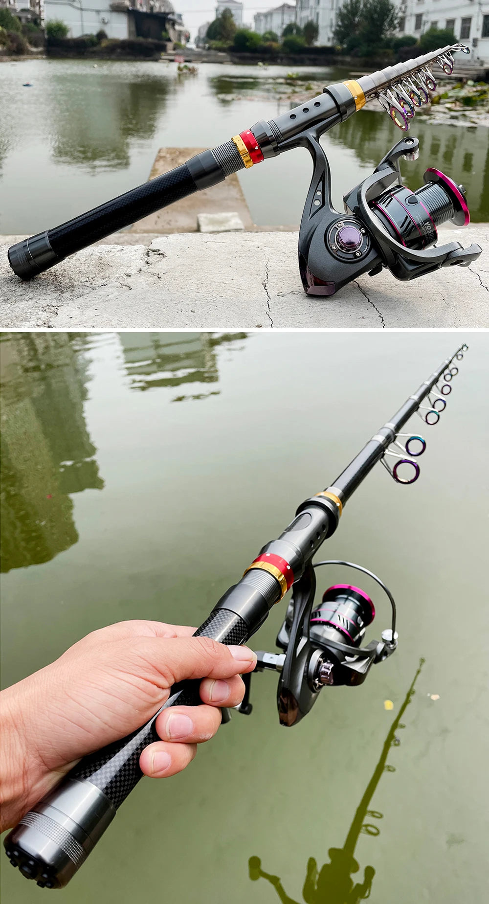 Carbon Fiber Telescopic Fishing Rod & Reel Combo – 1.8–3.6m Spinning Kit