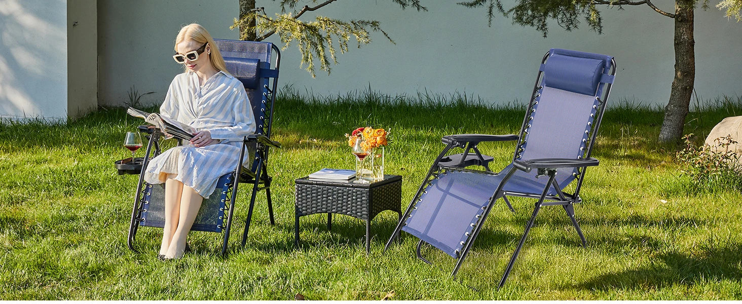 JHK Zero Gravity Recliner Set – 2 Portable Camping & Outdoor Lounge Chairs