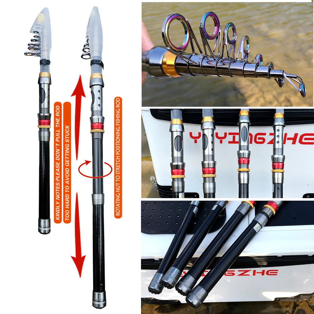Carbon Fiber Telescopic Fishing Rod & Reel Combo – 1.8–3.6m Spinning Kit