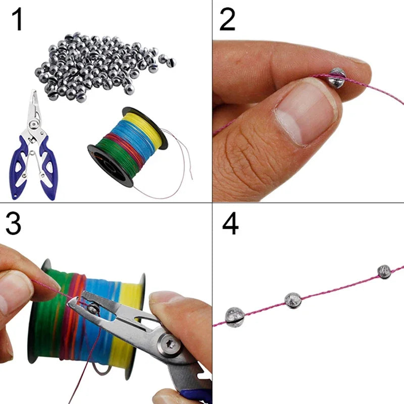 205-Piece Lead Fishing Sinkers Set – Open Pendant Weights with Storage Box